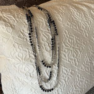 Crystal and Grey Pearl Necklace